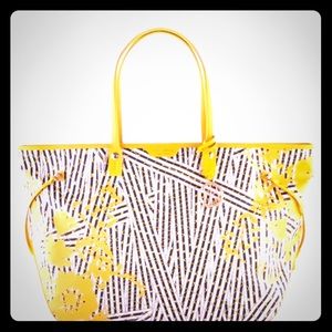 Henri Bendel Disturbed Stripe Floral Travel Tote